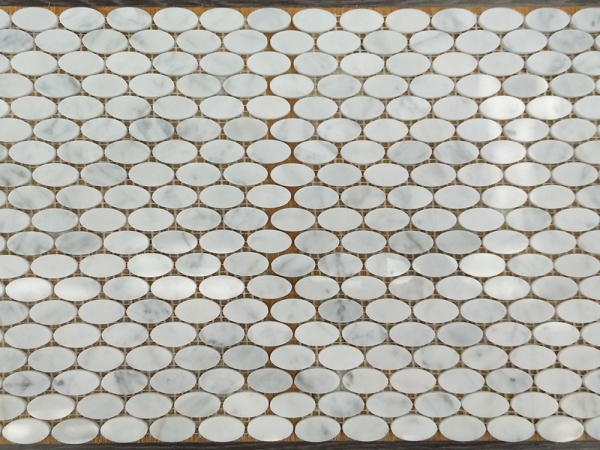 carrara белый мрамор овальной мозаичной плитки precut