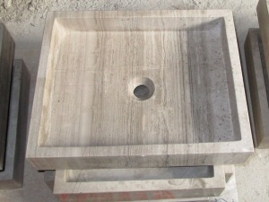 Полированная серая древесина Мраморная площадь Раковина для ванной комнаты