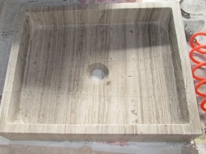 Полированная серая древесина Мраморная площадь Раковина для ванной комнаты